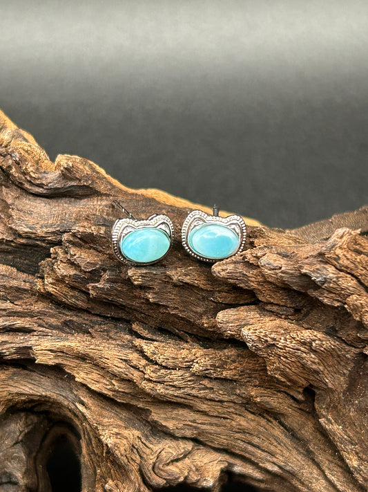 Katzen Larimar Ohrringe