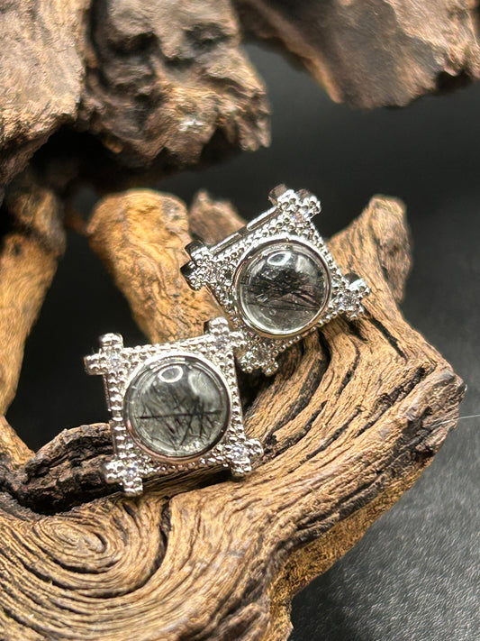 Turmalin in Quarz Ohrringe