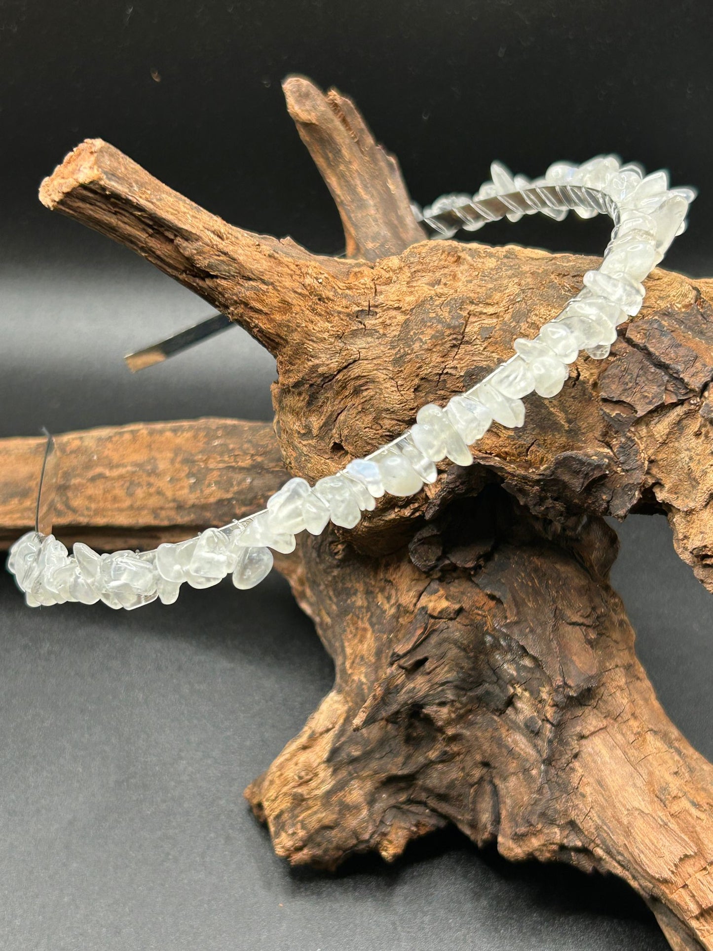 Haarreif mit schwarzem Turmalin und Mondstein